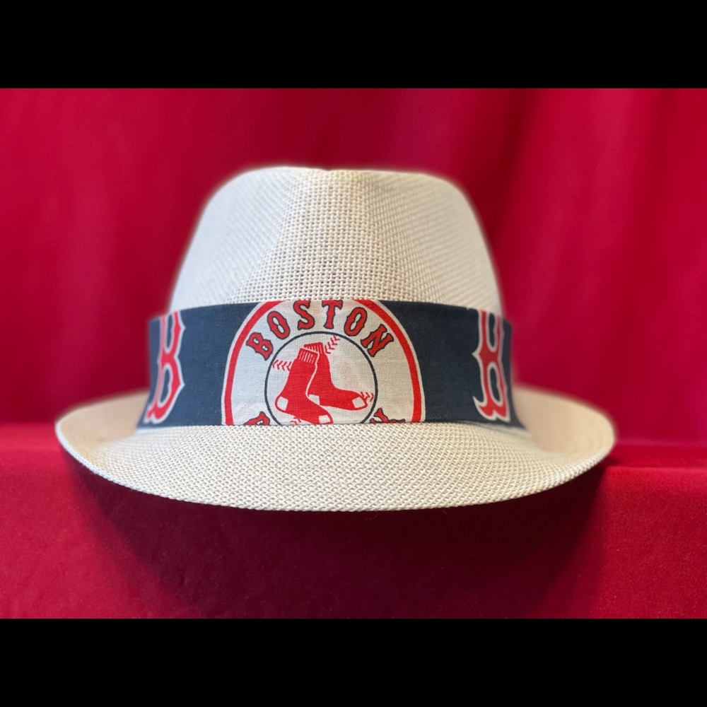 White Boston red socks fedora